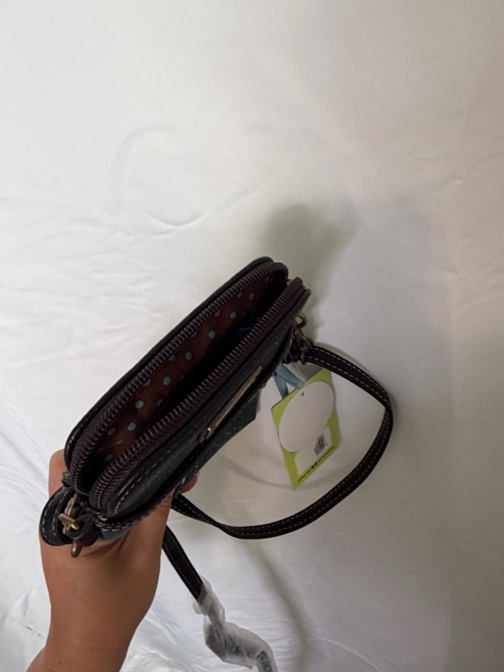 Chala Black Crossbody Phone Bag with Turquoise Embellishments​ - Picture 10 of 10